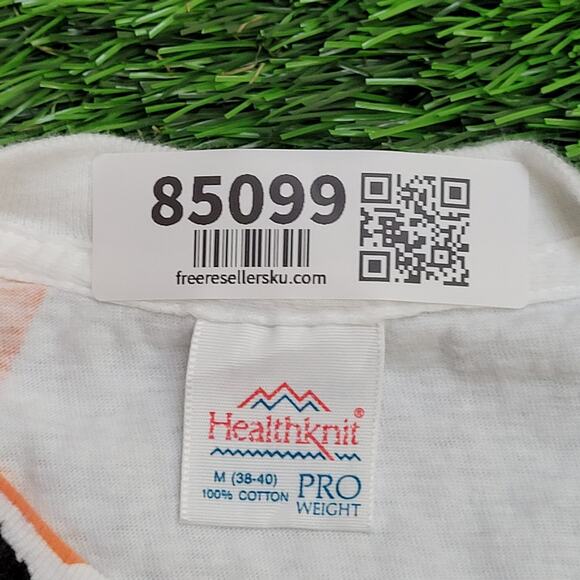 Vintage 90s Bee Honeycomb Shirt S/M 18x25 White USA Bumblebee - Picture 5 of 12